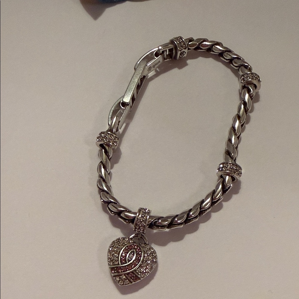 Brighton Silver Heart Charm Bracelet with Floral Drawstring Pouch - Multicolor - Picture 10 of 12